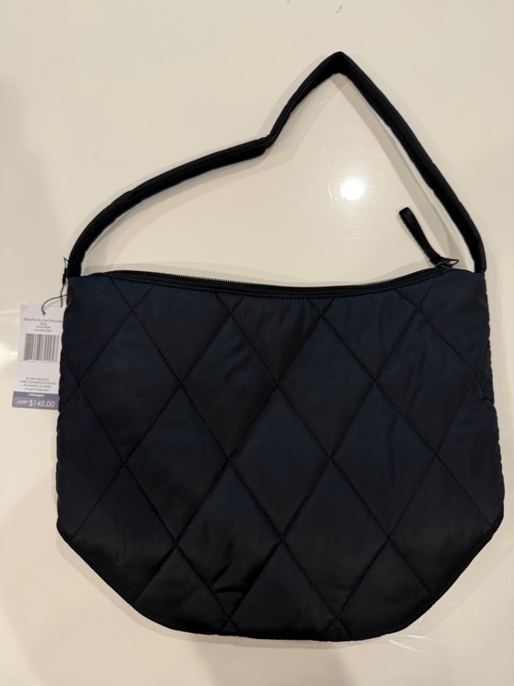 Vera Bradley Moonless Night Black Slouchy Bucket Shoulder Bag NWT